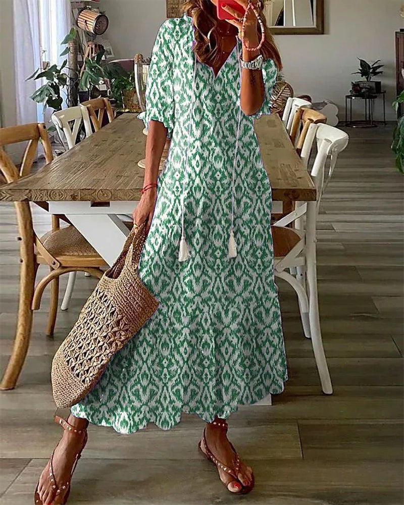 Michaela - Abito Boho con Design Coprente per la Pancia
