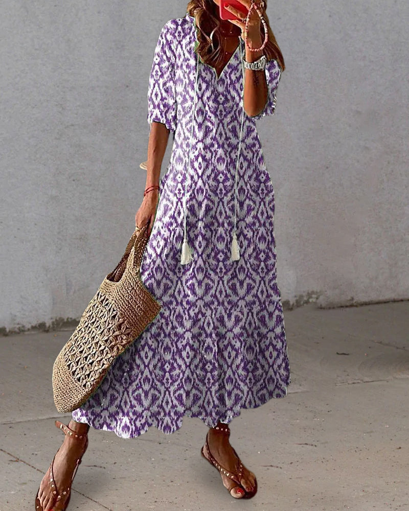 Michaela - Abito Boho con Design Coprente per la Pancia