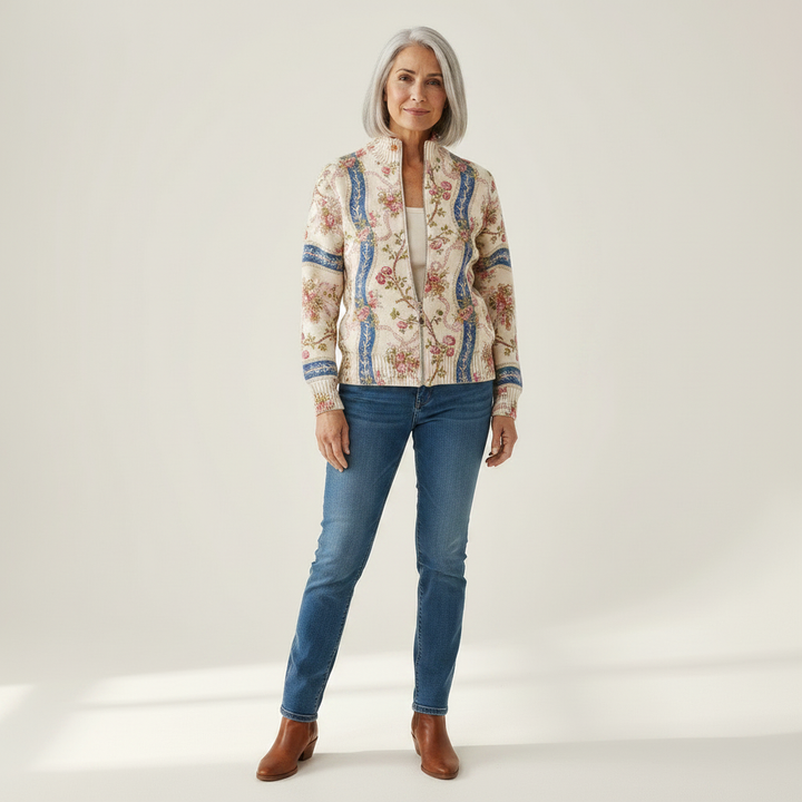 Andrea | Cardigan con Design di Fiori Selvatici