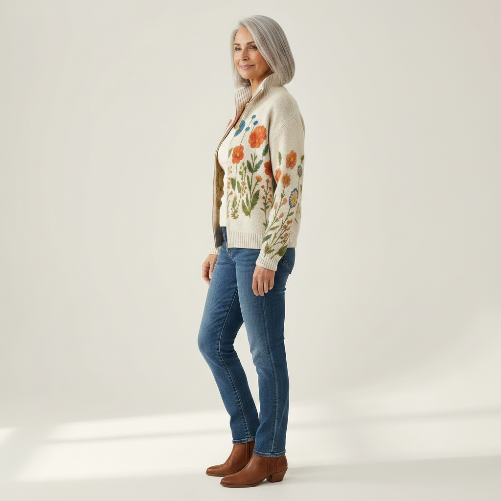 Andrea | Cardigan con Design di Fiori Selvatici
