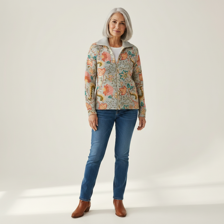 Petra | Cardigan con Stampa Floreale da Giardino