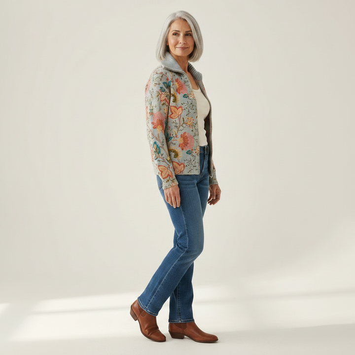 Petra | Cardigan con Stampa Floreale da Giardino