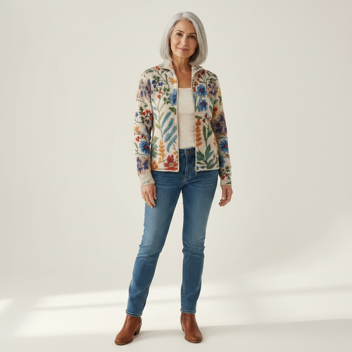 Birgit | Cardigan con Stampa Floreale Botanica