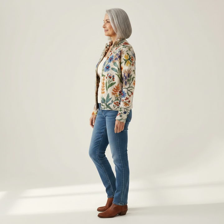 Birgit | Cardigan con Stampa Floreale Botanica