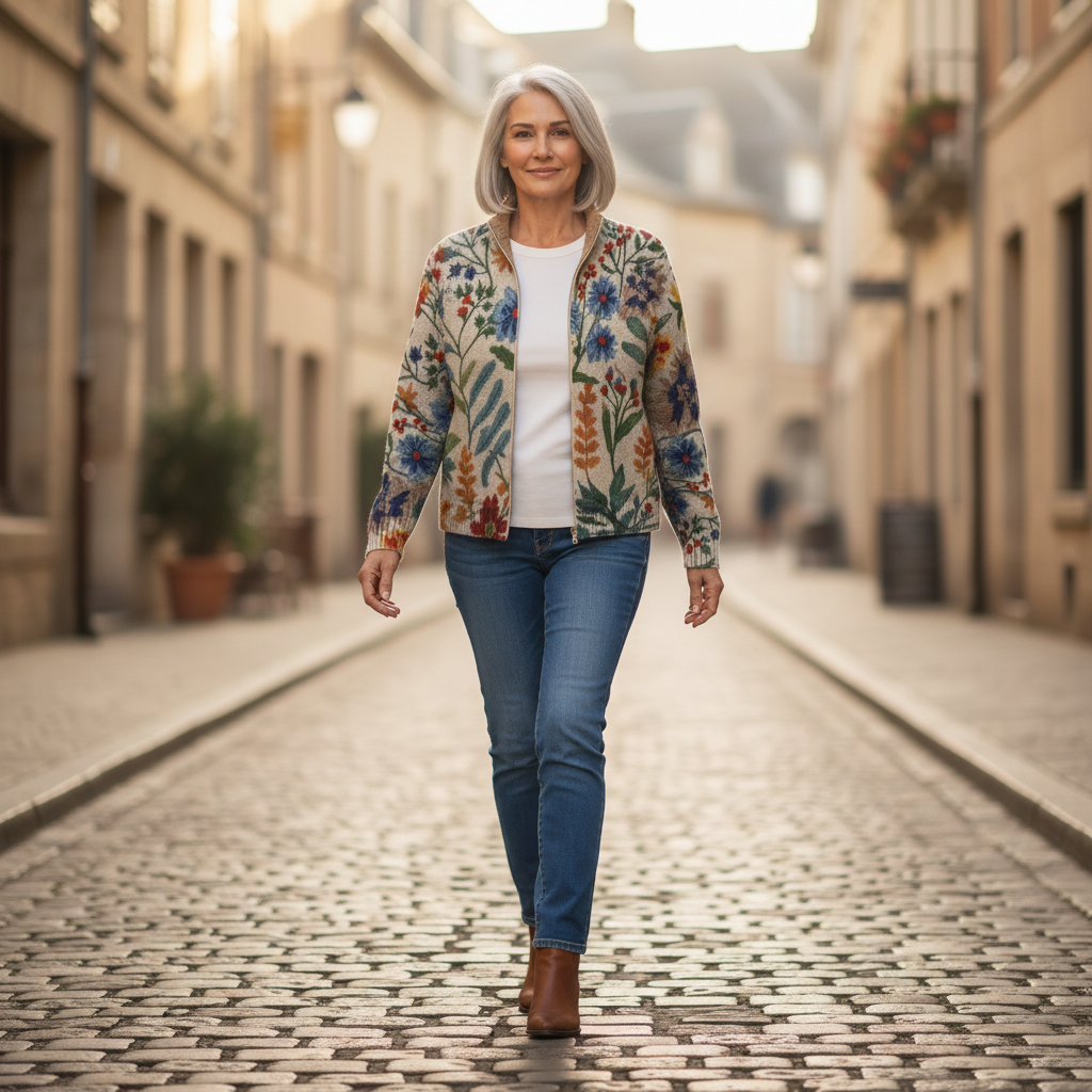 Birgit | Cardigan con Stampa Floreale Botanica