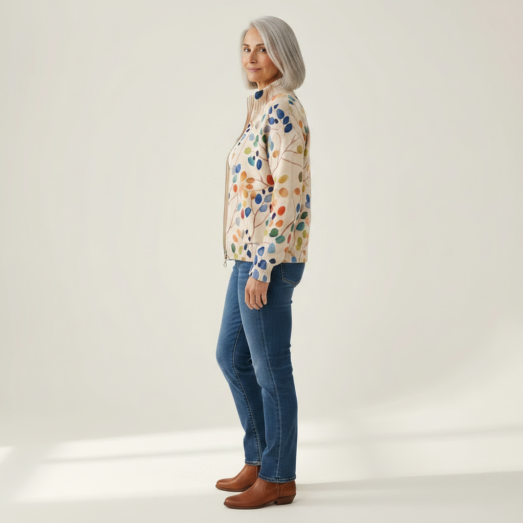 Anja | Cardigan con design di foglie multicolori