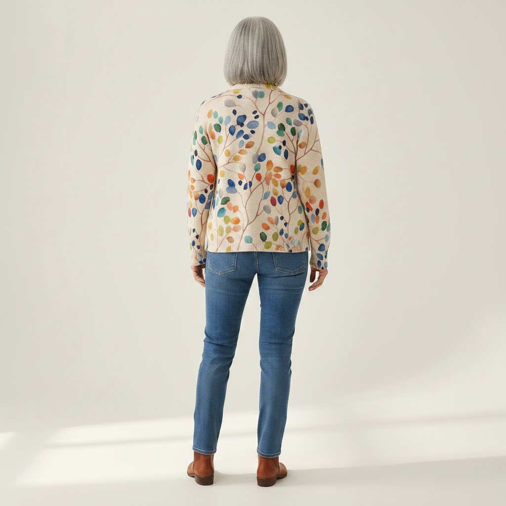 Anja | Cardigan con design di foglie multicolori