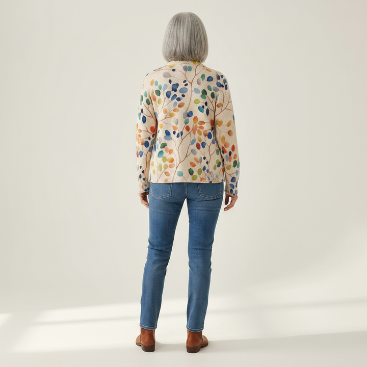 Anja | Cardigan con design di foglie multicolori