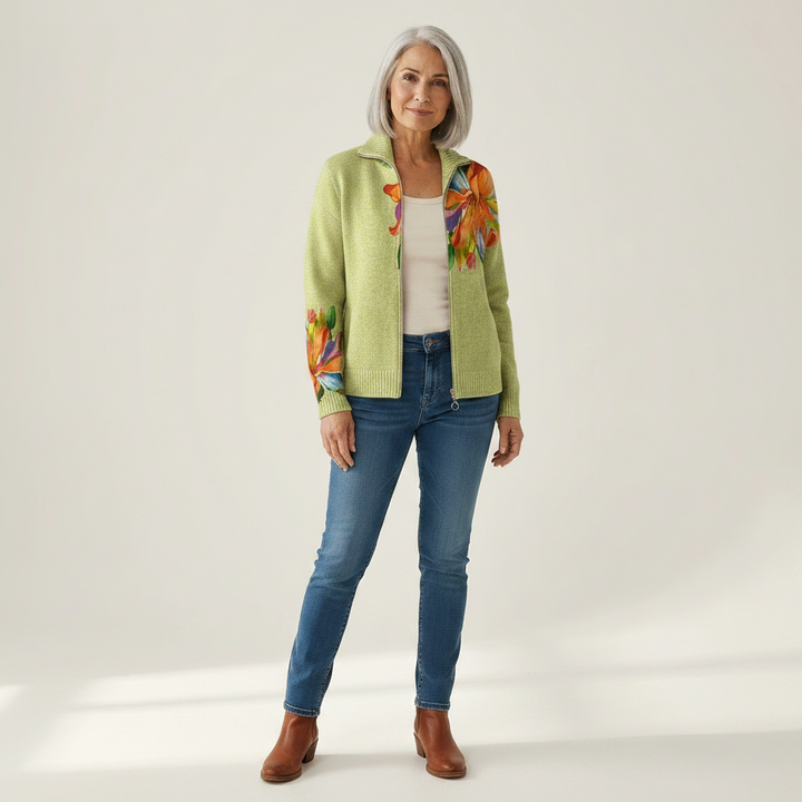 Claudia | Cardigan con Stampa Floreale Multicolore
