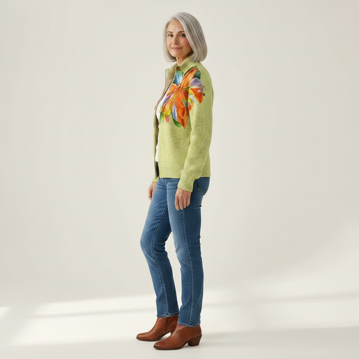 Claudia | Cardigan con Stampa Floreale Multicolore