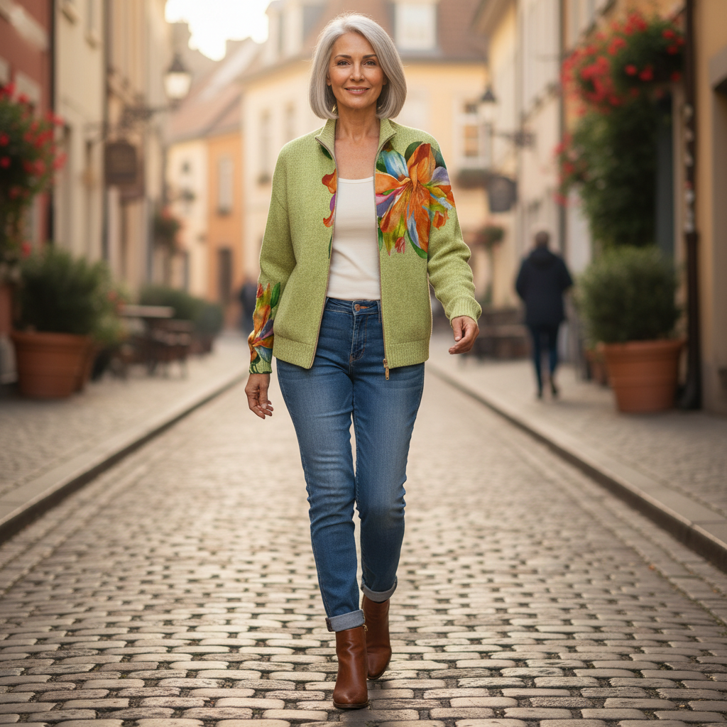 Claudia | Cardigan con Stampa Floreale Multicolore