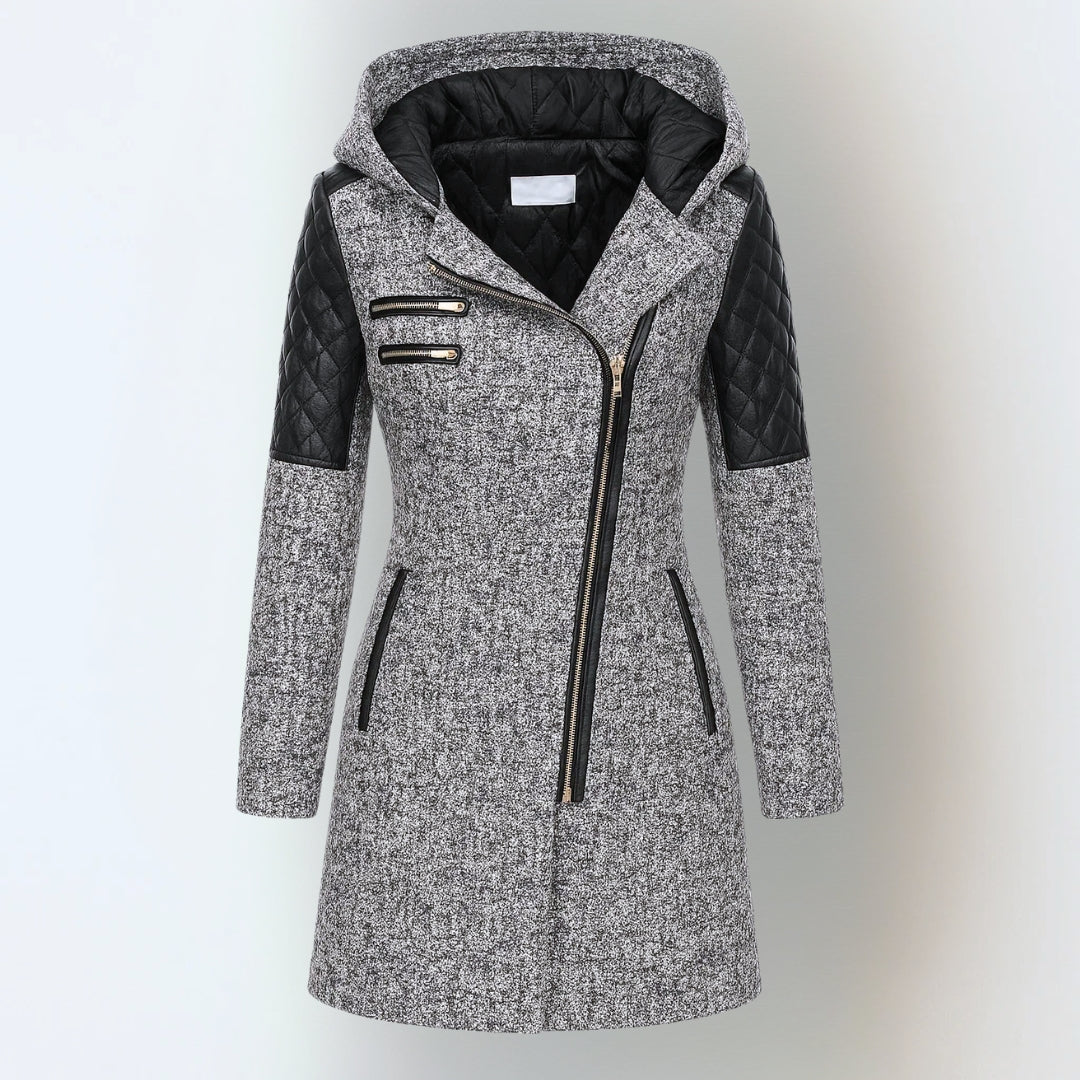 Vittoria | Cappotto con Cappuccio e Inserti Trapuntati