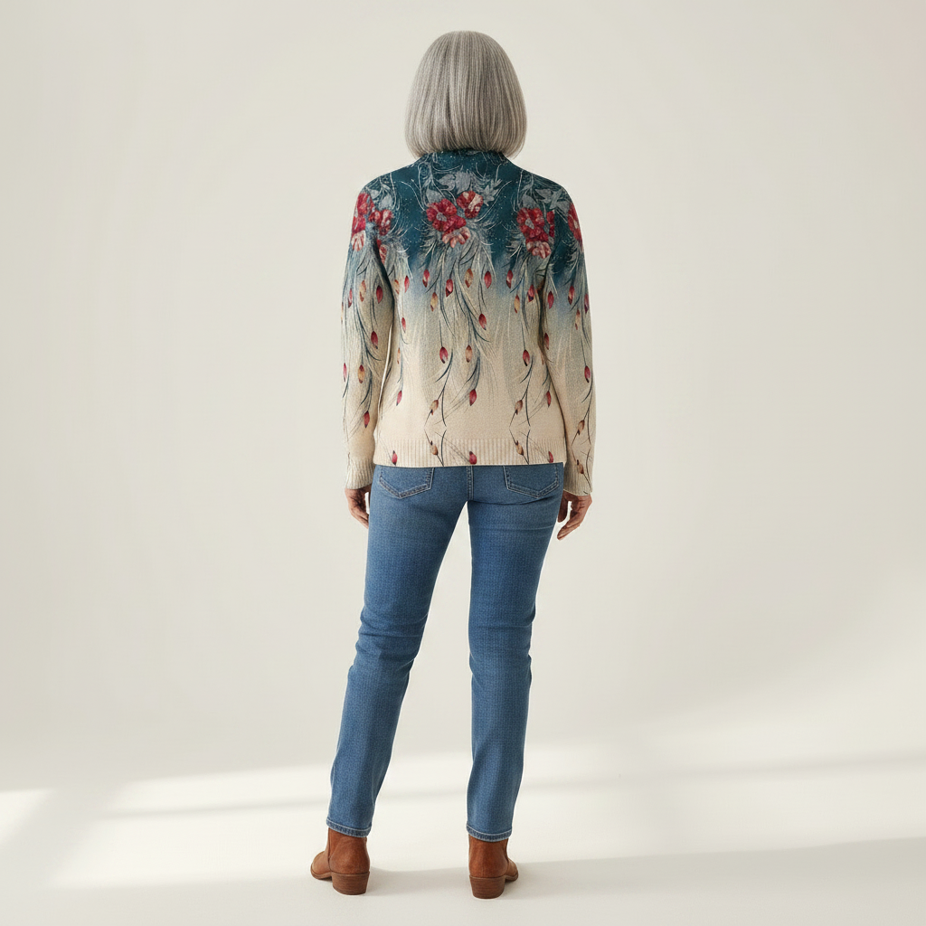 Martina | Cardigan con Design di Piuma di Pavone