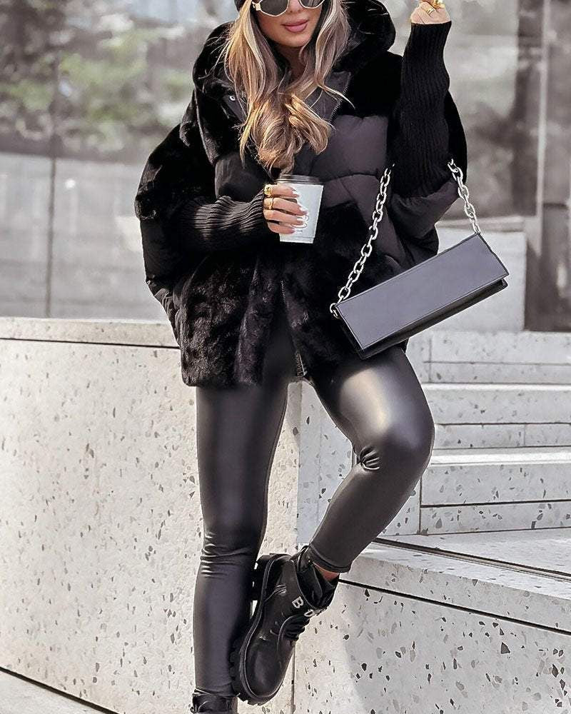 Simona | Giacca Teddy con Cappuccio e Inserti Imbottiti