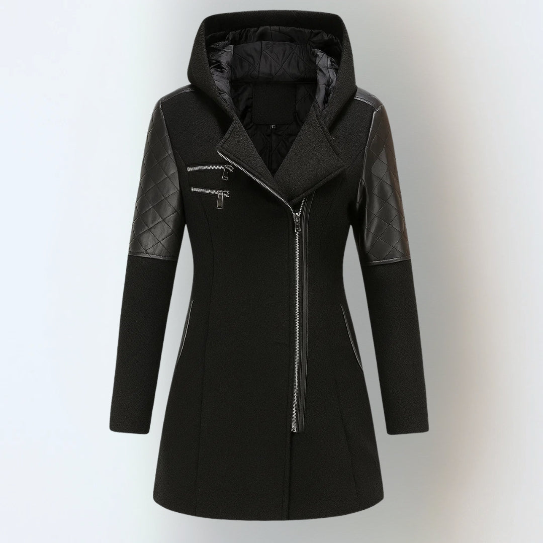 Vittoria | Cappotto con Cappuccio e Inserti Trapuntati