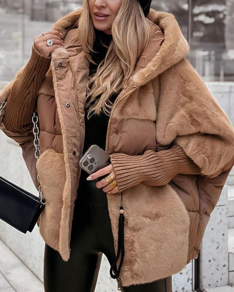 Simona | Giacca Teddy con Cappuccio e Inserti Imbottiti