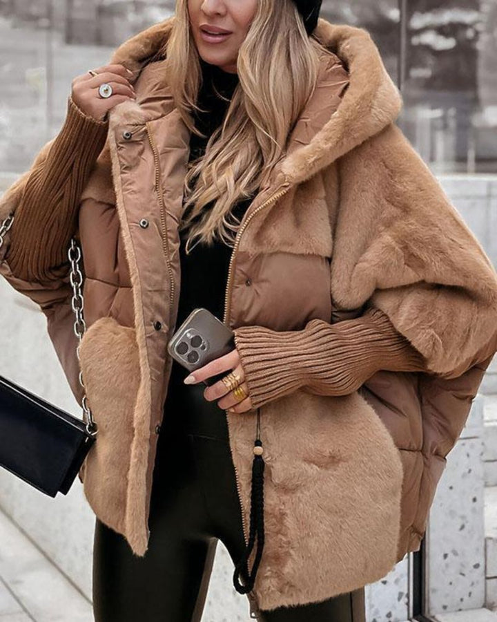 Simona | Giacca Teddy con Cappuccio e Inserti Imbottiti