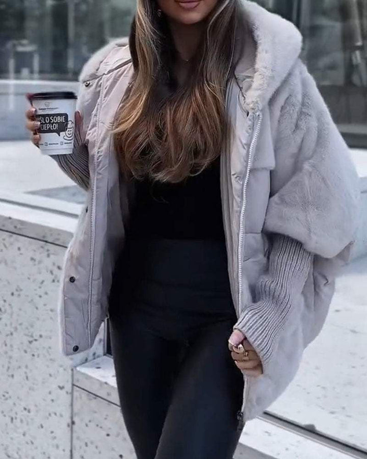 Simona | Giacca Teddy con Cappuccio e Inserti Imbottiti