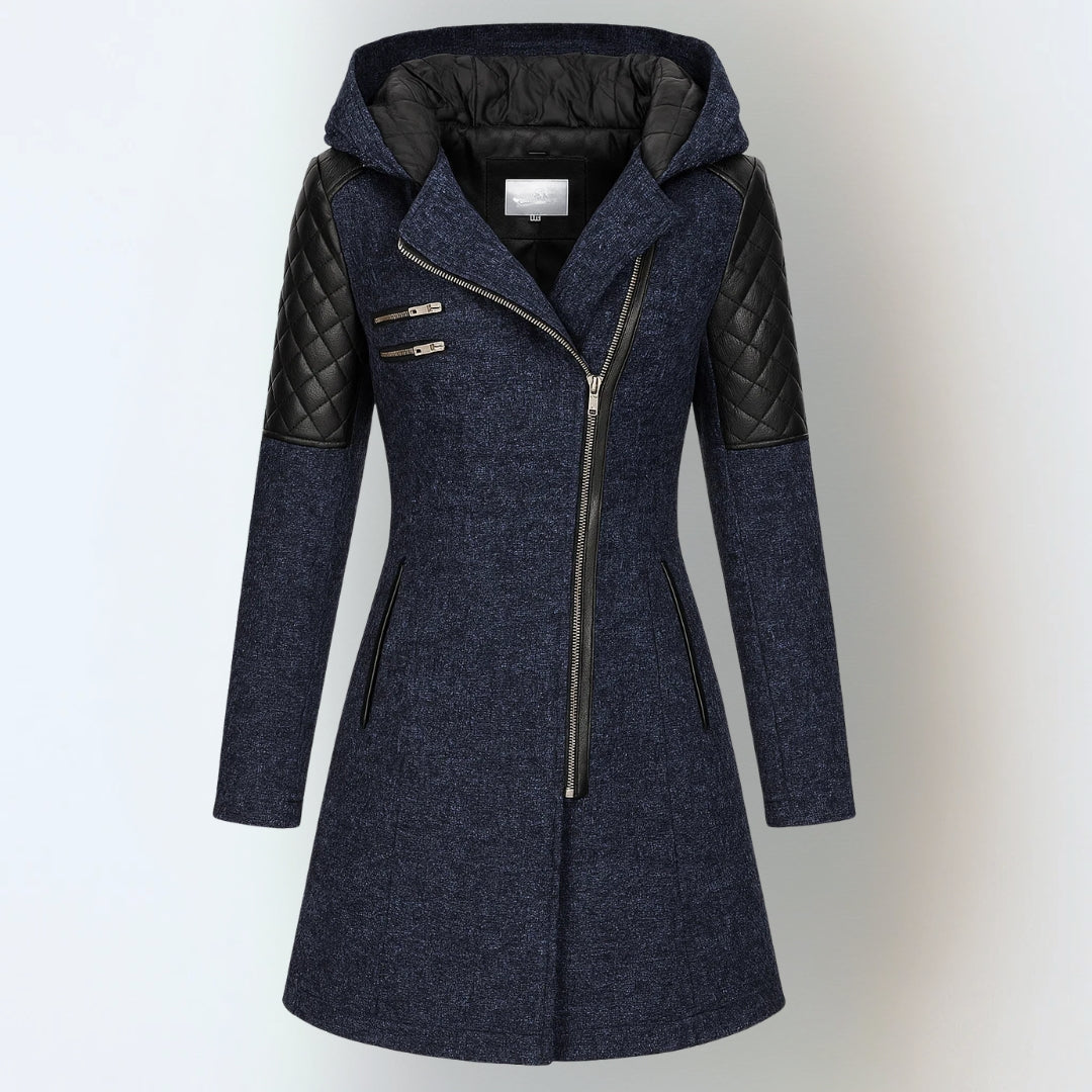 Vittoria | Cappotto con Cappuccio e Inserti Trapuntati