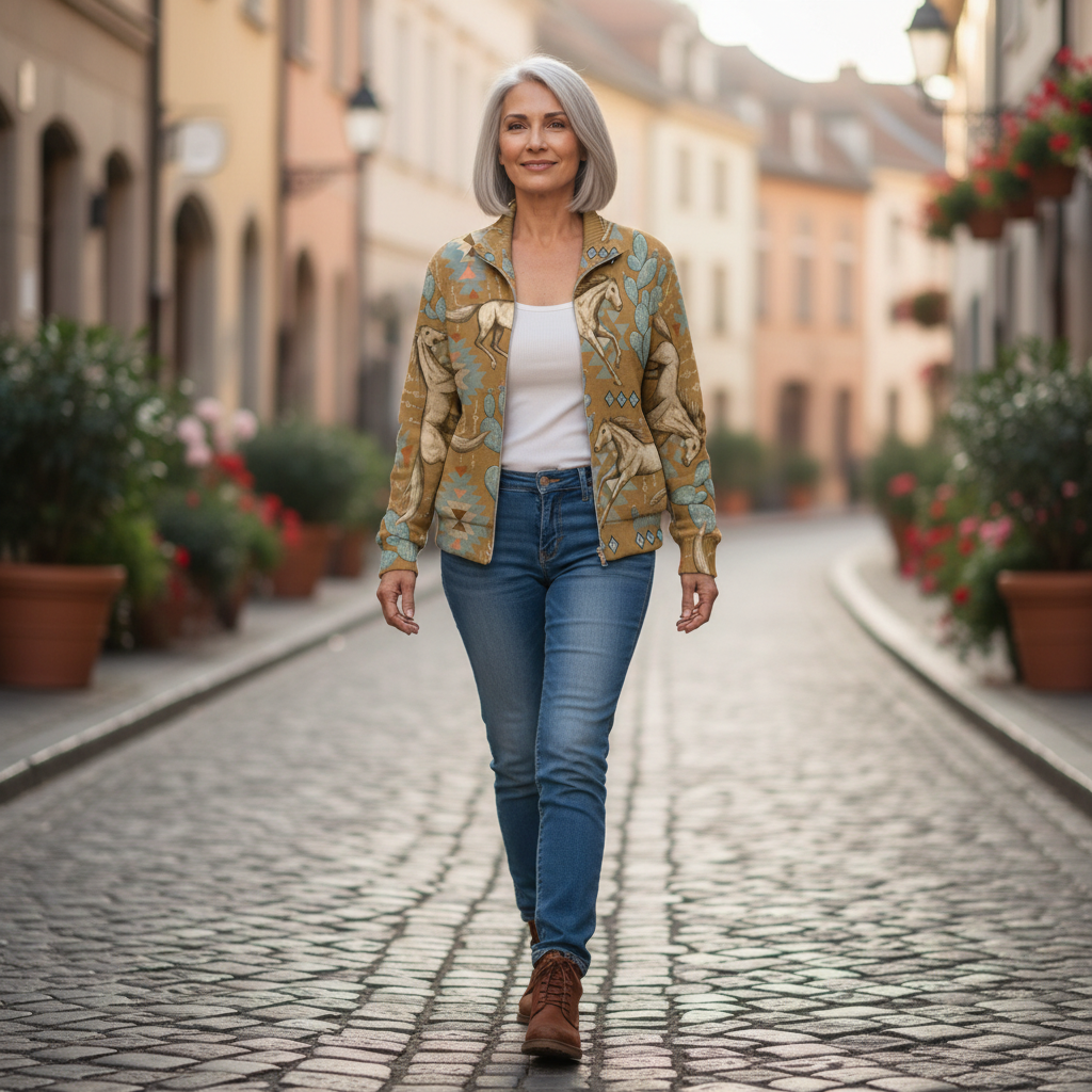 Brigitte | Cardigan con design di cavalli e cactus