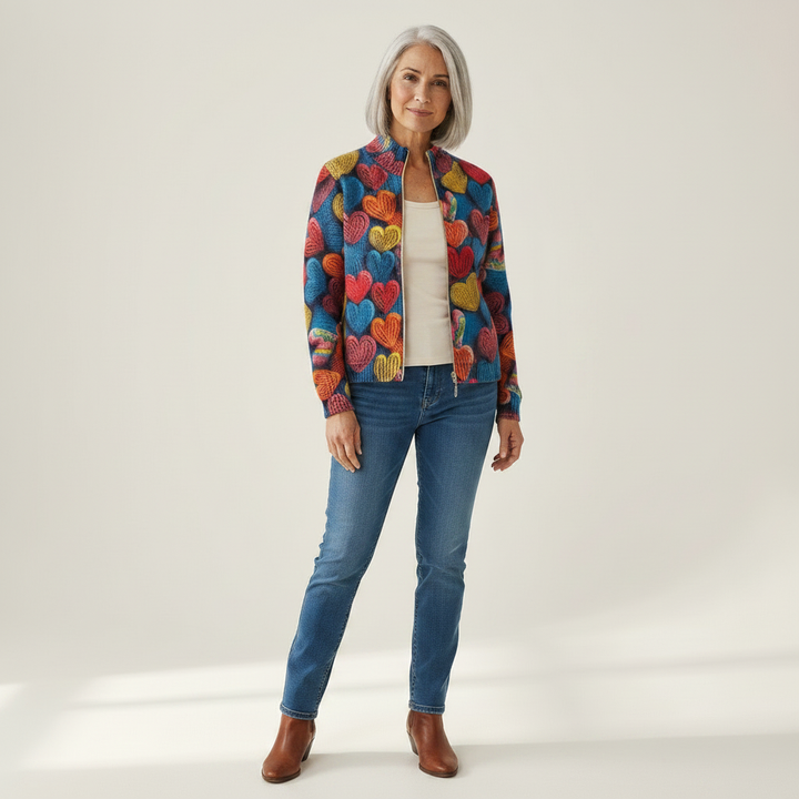 Susanne | Cardigan con design di cuori colorati