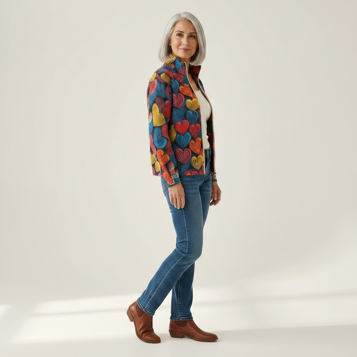 Susanne | Cardigan con design di cuori colorati