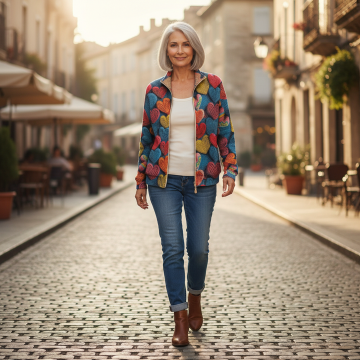Susanne | Cardigan con design di cuori colorati