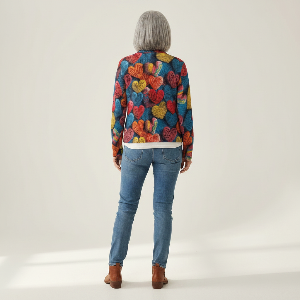 Susanne | Cardigan con design di cuori colorati