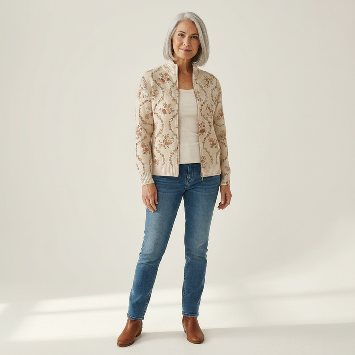 Ingrid | Cardigan con eleganti motivi floreali