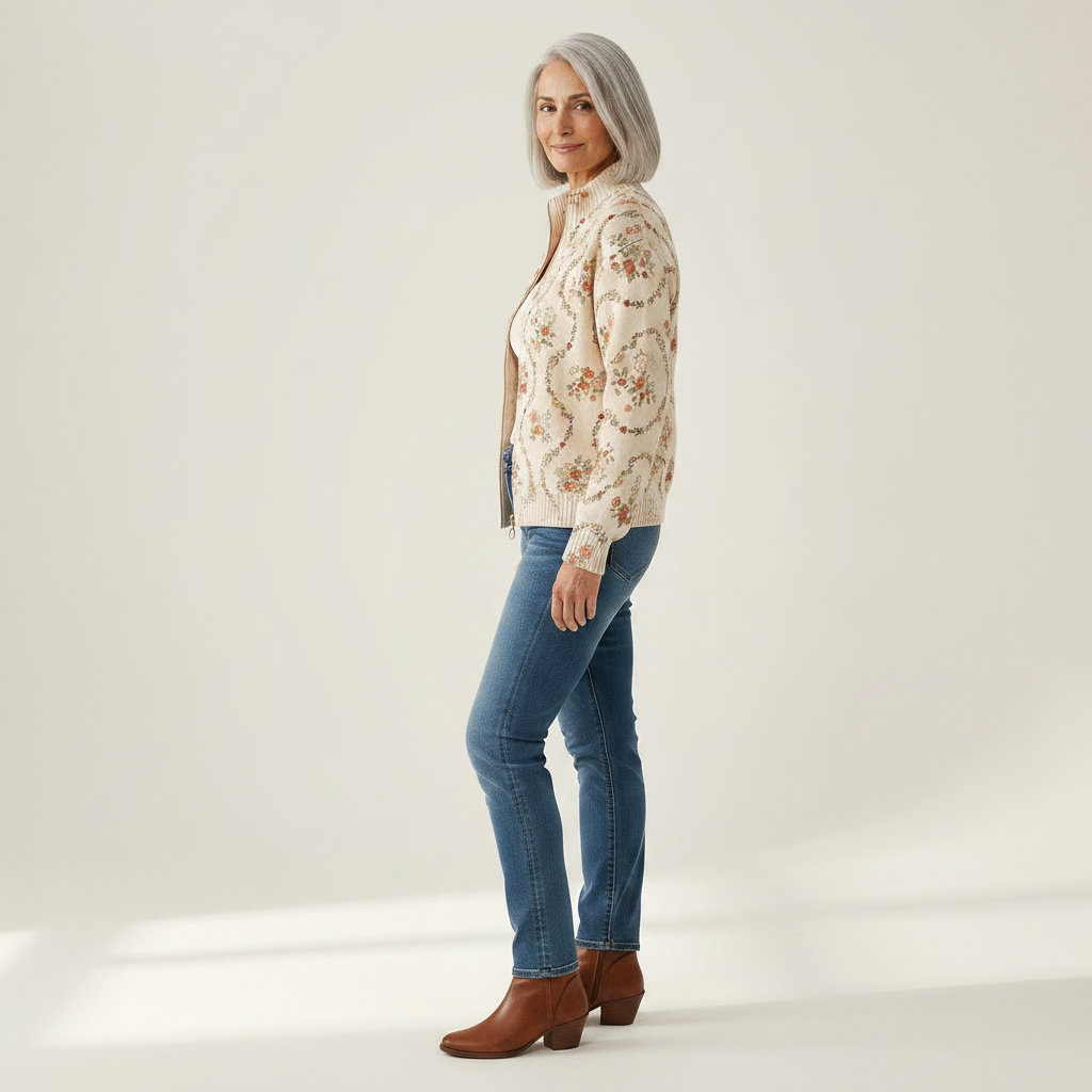 Ingrid | Cardigan con eleganti motivi floreali