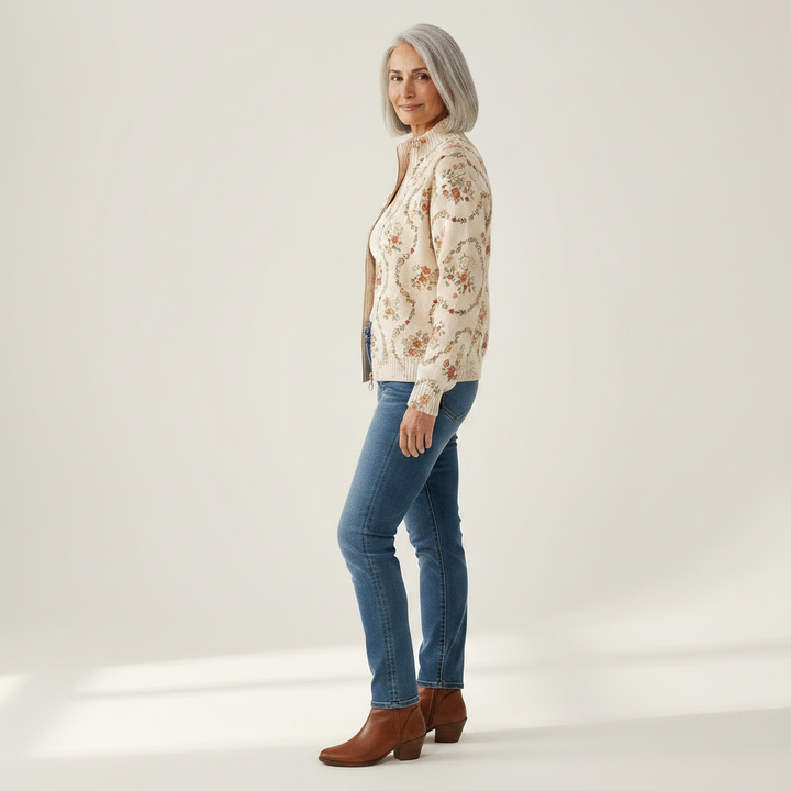 Ingrid | Cardigan con eleganti motivi floreali