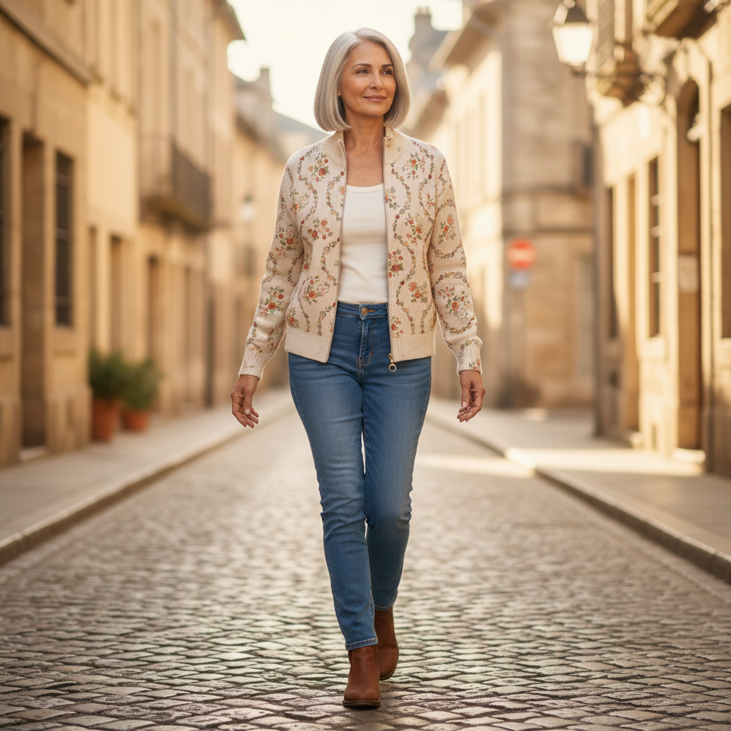Ingrid | Cardigan con eleganti motivi floreali