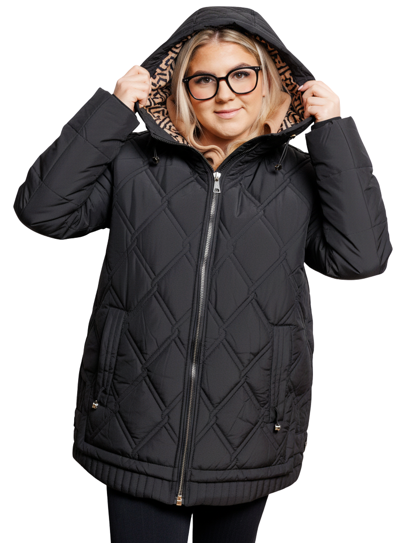 Teresa | Giacca Trapuntata Curvy con Cappuccio