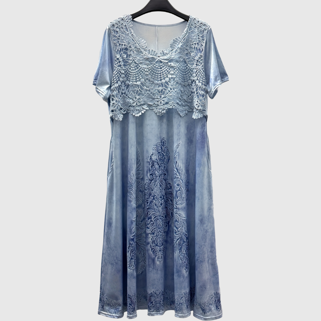 INDIGO | ELEGANT MIDI FLORAL DRESS