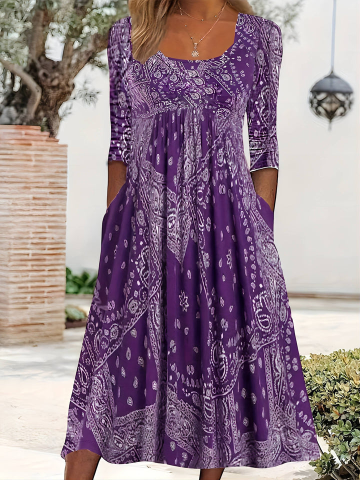 ELOWEN | Abito Midi Casual con Maniche Lunghe