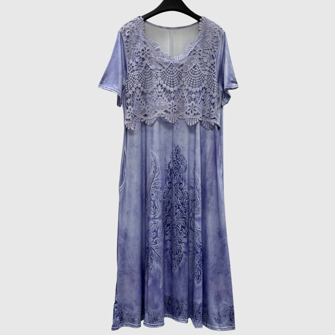 INDIGO | ELEGANT MIDI FLORAL DRESS