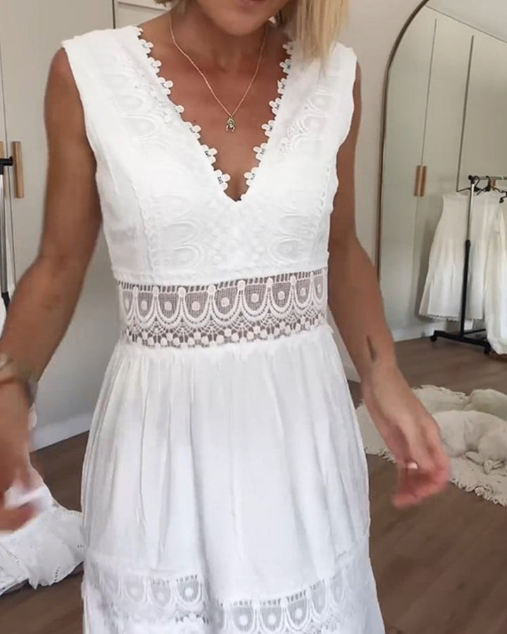 Circe - Vestito Camisole in Pizzo con Scollo a V