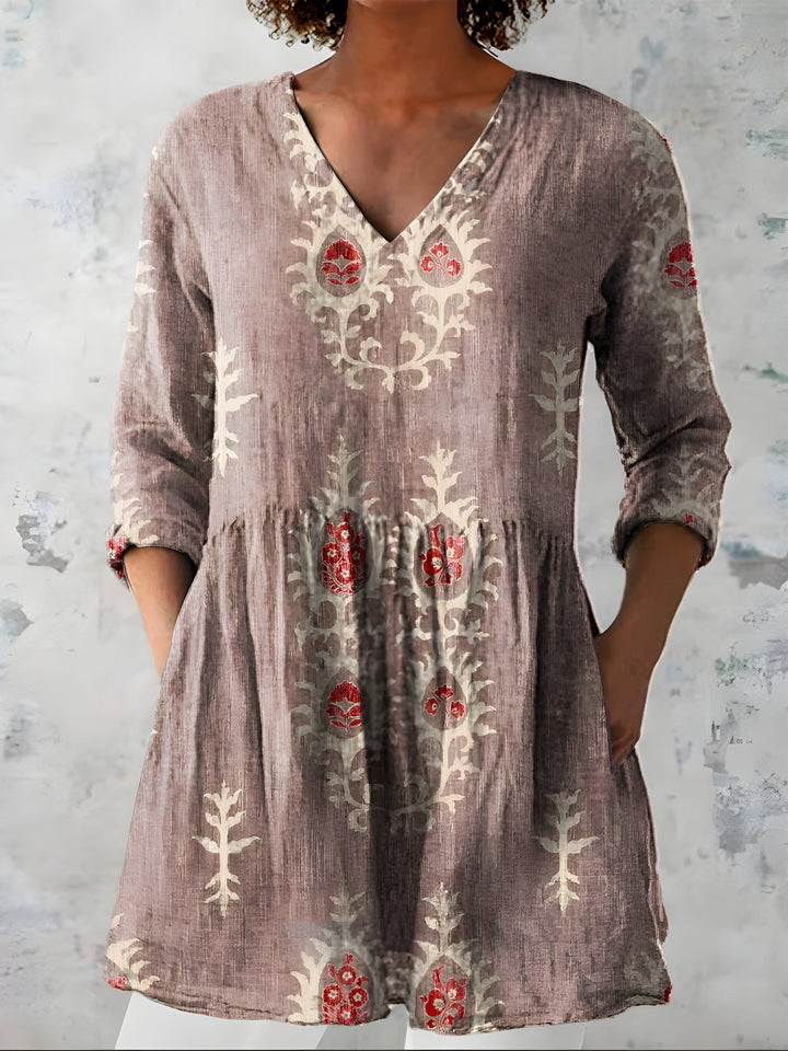 Federica | Blusa Lunga con Scollatura a V – Perfetta per l'Autunno
