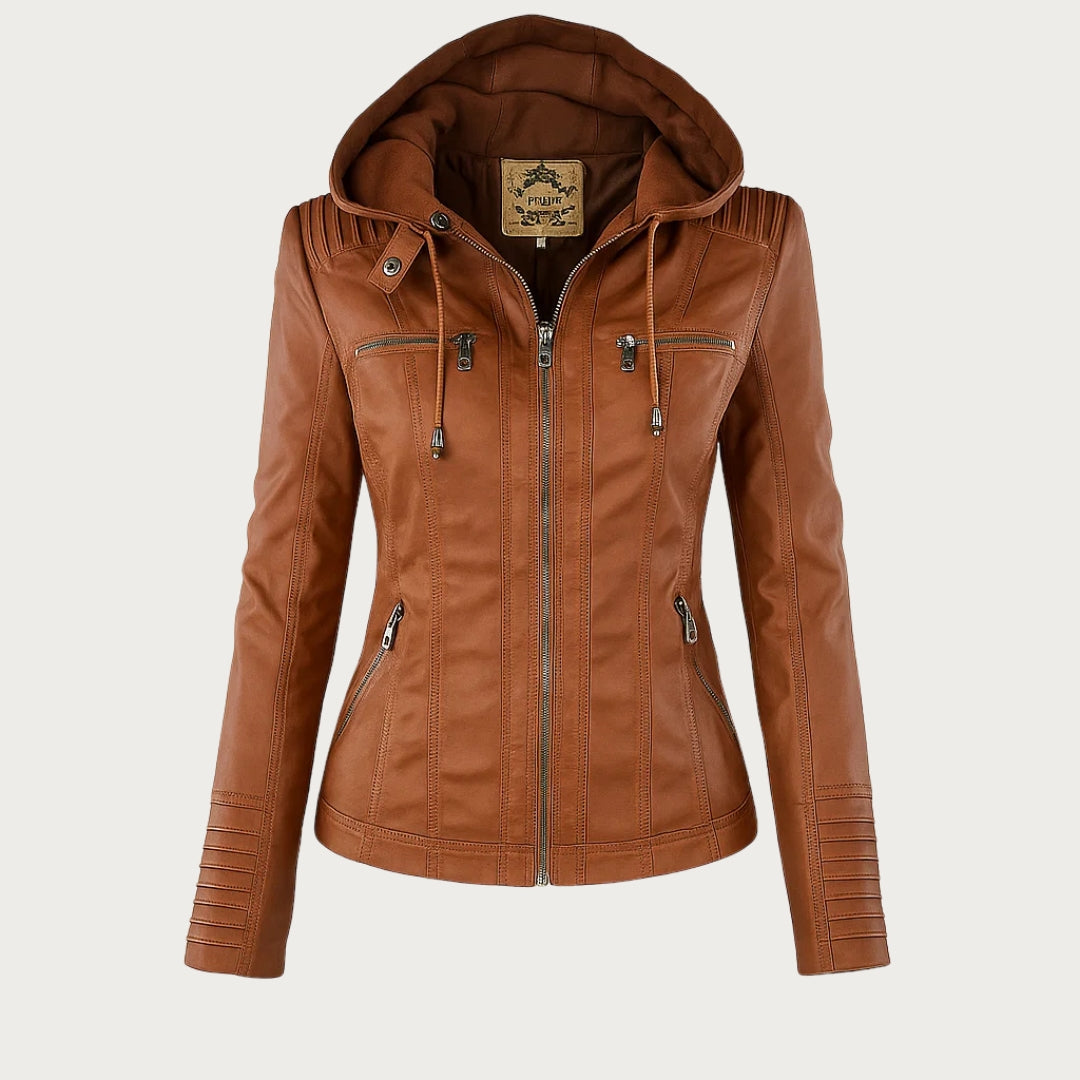Giulia | Giacca Biker Effetto Pelle con Cappuccio