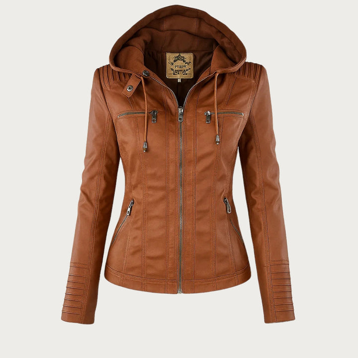 Giulia | Giacca Biker Effetto Pelle con Cappuccio