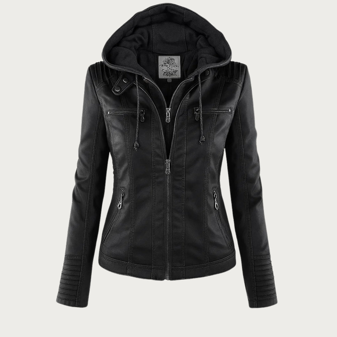 Giulia | Giacca Biker Effetto Pelle con Cappuccio