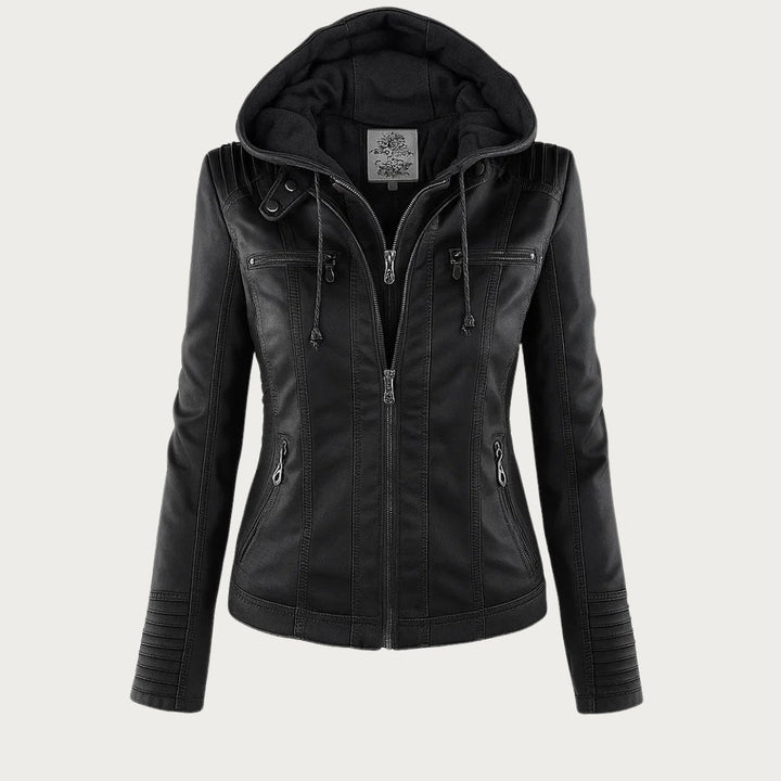 Giulia | Giacca Biker Effetto Pelle con Cappuccio