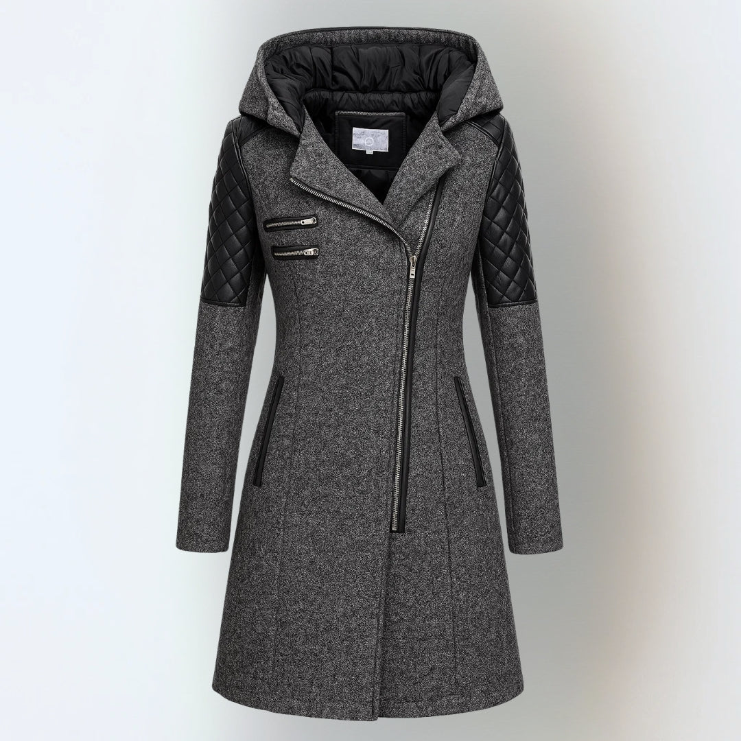 Vittoria | Cappotto con Cappuccio e Inserti Trapuntati