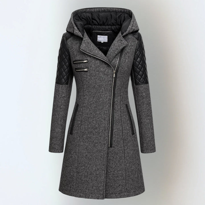 Vittoria | Cappotto con Cappuccio e Inserti Trapuntati