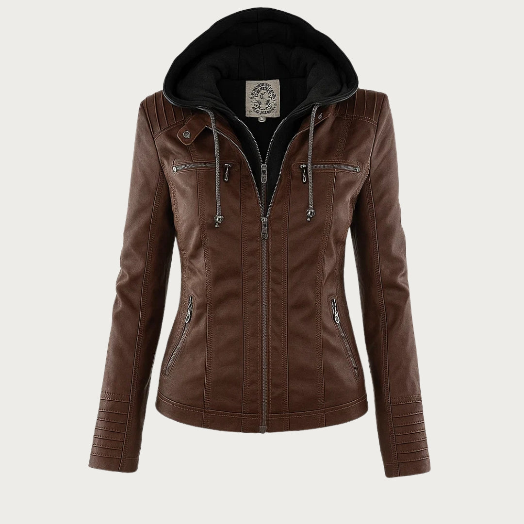 Giulia | Giacca Biker Effetto Pelle con Cappuccio