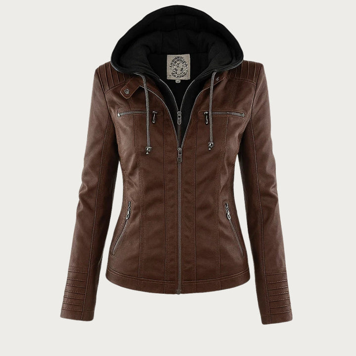 Giulia | Giacca Biker Effetto Pelle con Cappuccio