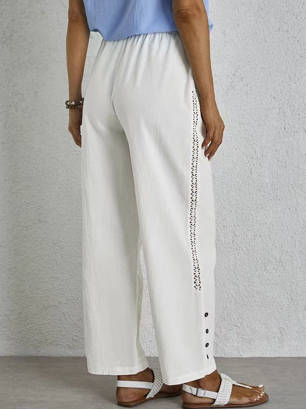 Shania - Pantaloni Relaxed con Chiusura a Bottoni
