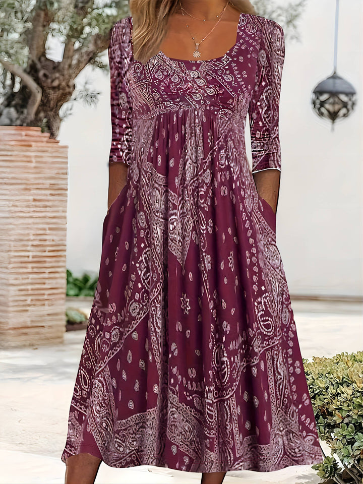 ELOWEN | Abito Midi Casual con Maniche Lunghe