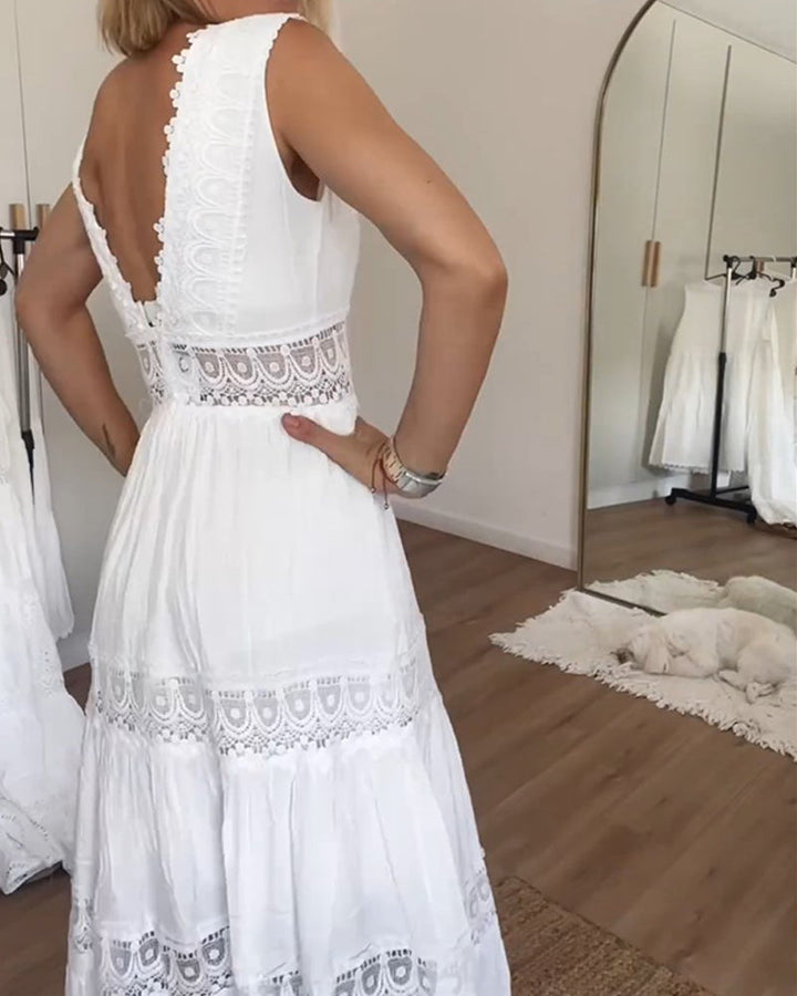 Circe - Vestito Camisole in Pizzo con Scollo a V