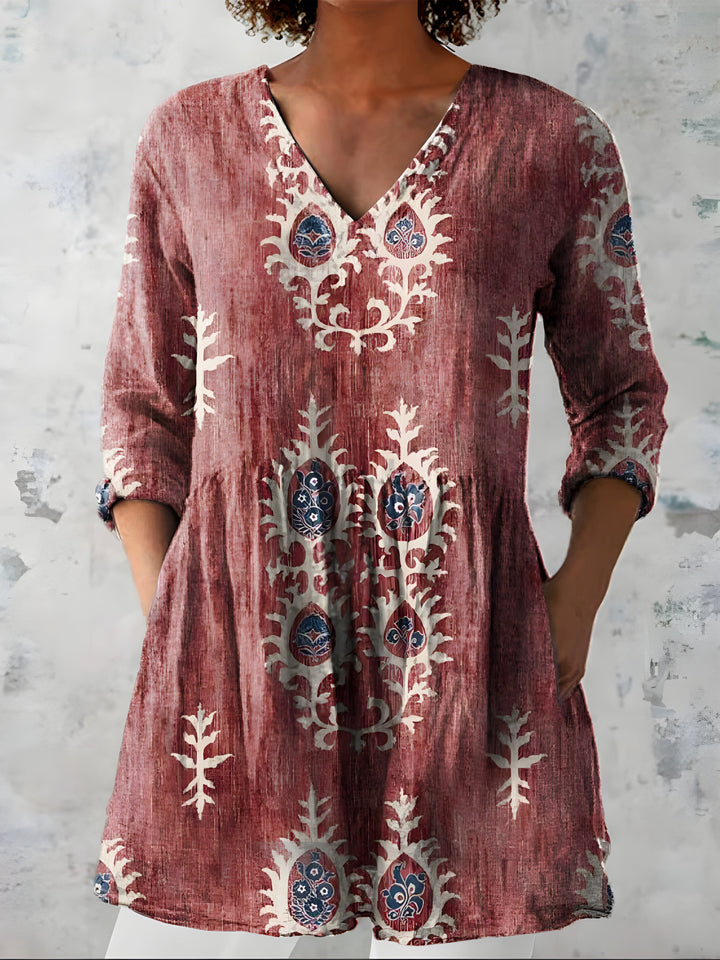 Federica | Blusa Lunga con Scollatura a V – Perfetta per l'Autunno